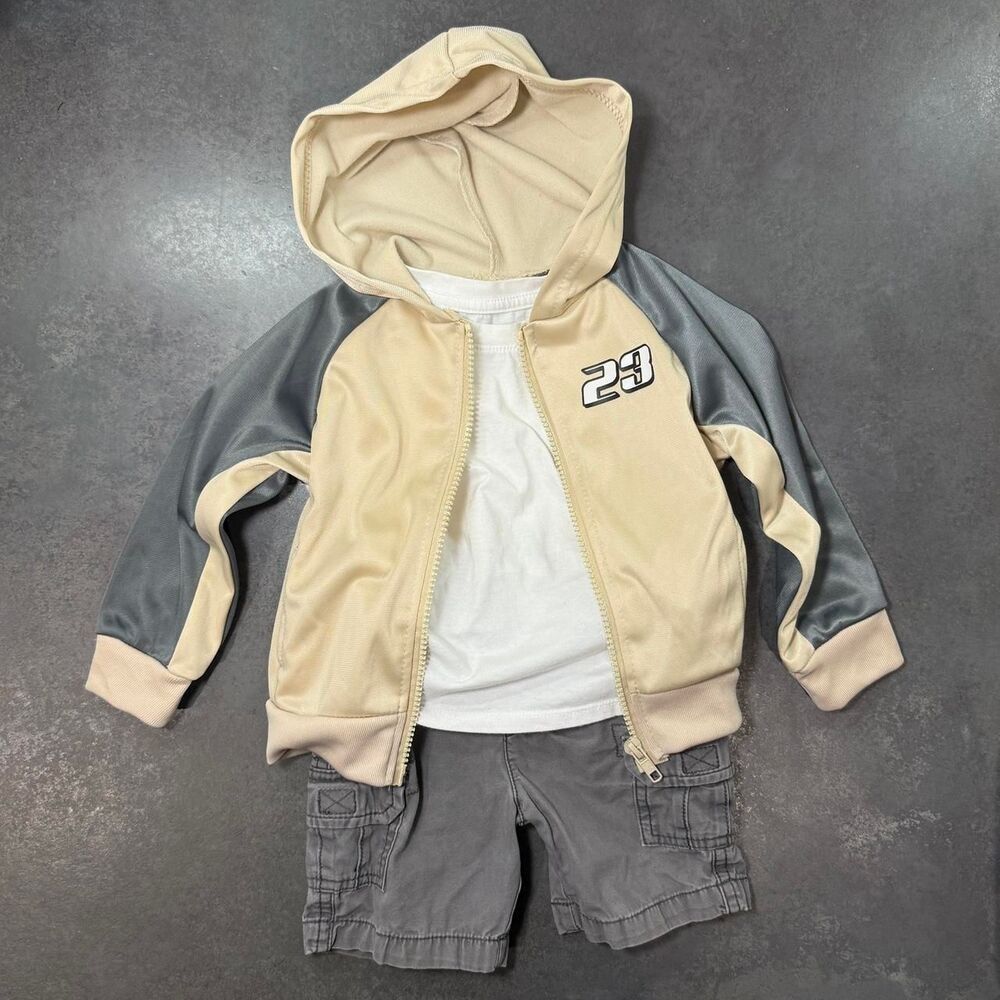 Quad Seven 23 Racing Jacket | Cat & Jack Tee | Carter’s Cargo Shorts 18M Set
